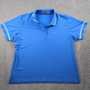 G/Fore Polo Shirt Womens Extra Large Golf Blue Striped Sleeve Embroidered